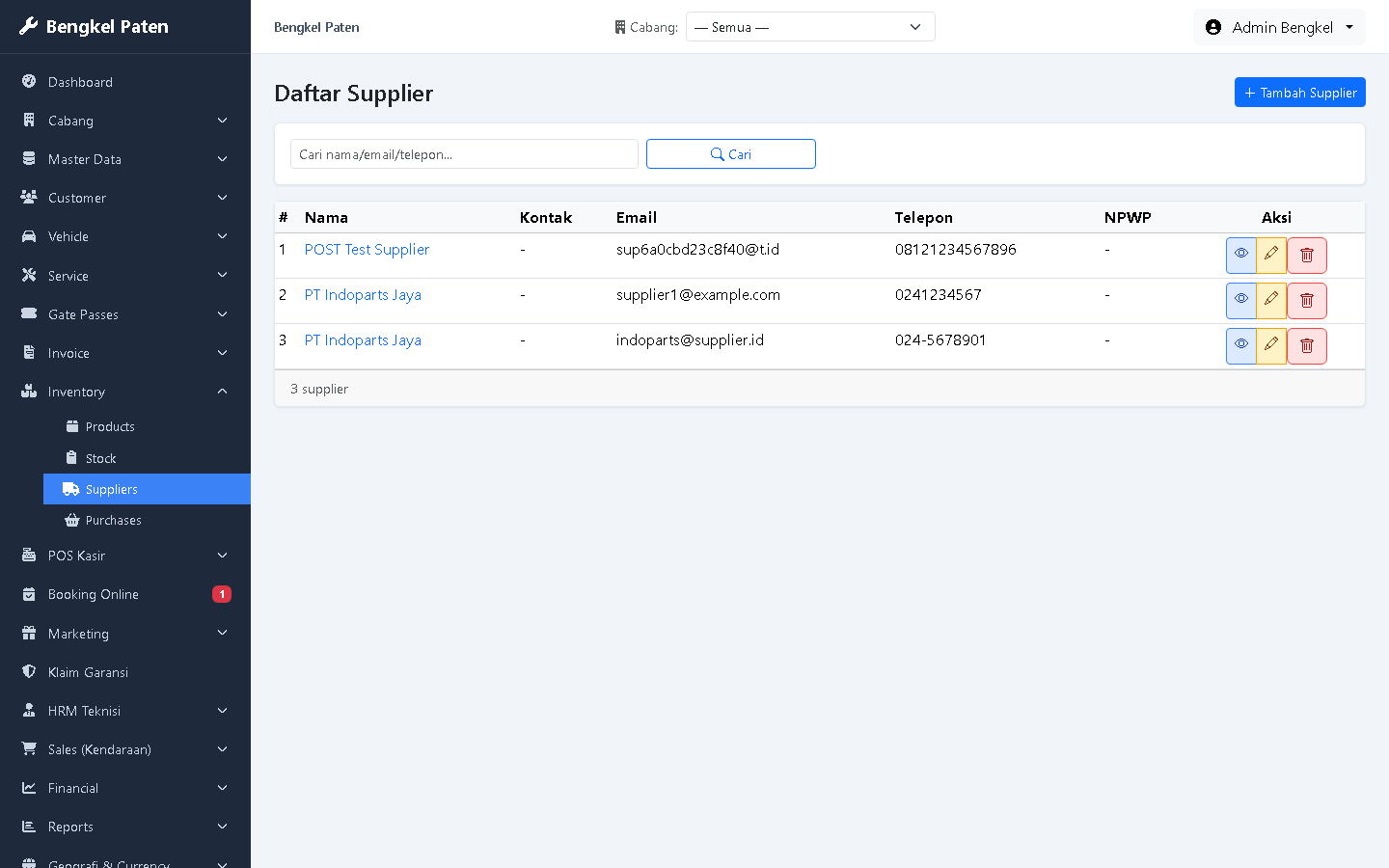 Daftar Supplier